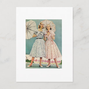 pretty 1950s women postcard