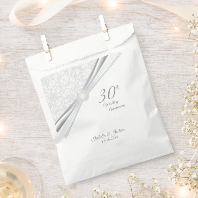 Pretty 30th  Wedding Anniversary Design Favour Bag (Clipped)