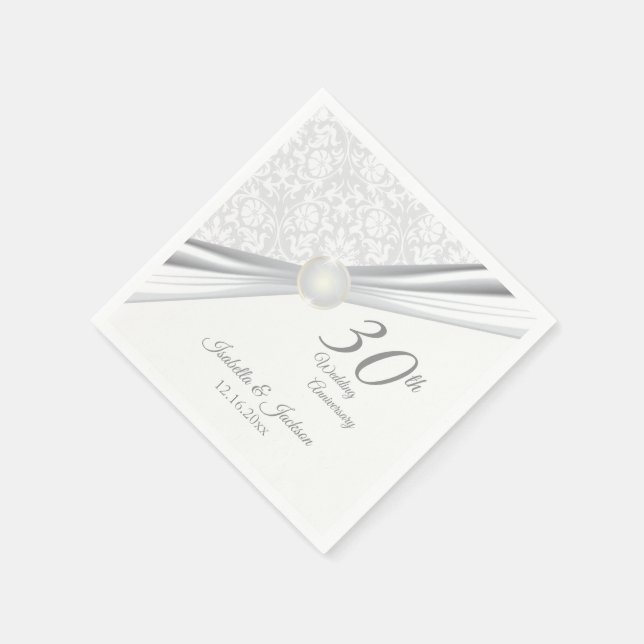 Pretty 30th  Wedding Anniversary Design Napkin (Corner)