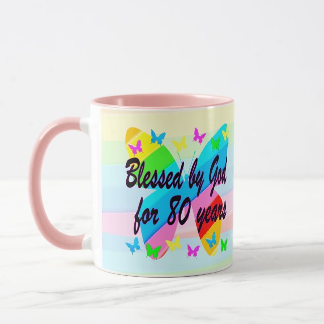 PRETTY 80TH BIRTHDAY BLESSINGS MUG (Left)