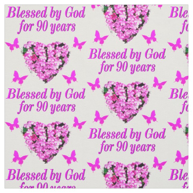 PRETTY 90TH BIRTHDAY FLORAL FABRIC (Swatch)