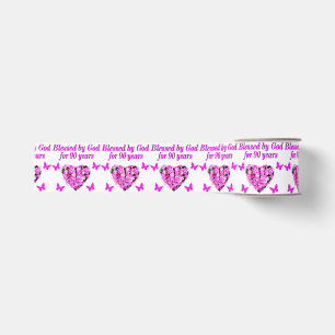 PRETTY 90TH BIRTHDAY FLORAL GROSGRAIN RIBBON