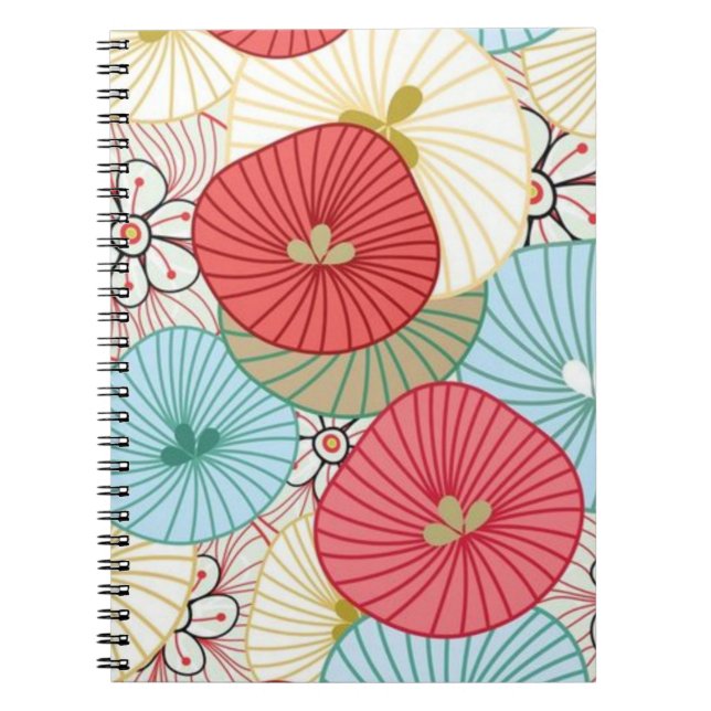 Pretty Abract Colorful Busy Floral Pattern Notebook (Front)