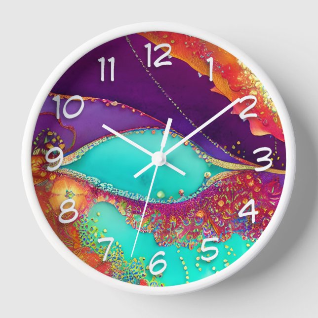 Pretty Abstract Beachy Art Clock (Front)