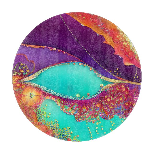 Pretty Abstract Beachy Art Cutting Board (Front)