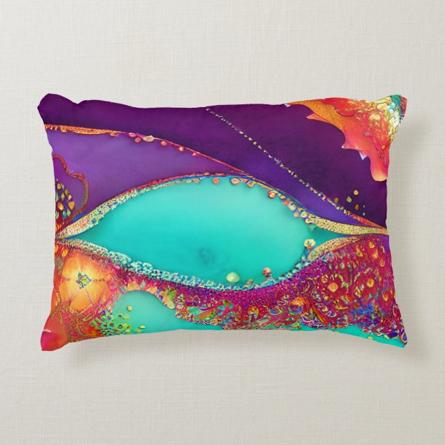 Pretty Abstract Beachy Art Decorative Cushion (Front)