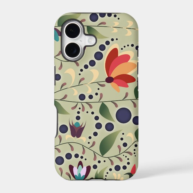 Pretty Abstract Flower Pattern on Sage Green (Back)