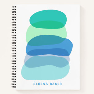 Pretty Abstract Geometric Shapes Blue Personalised Notebook
