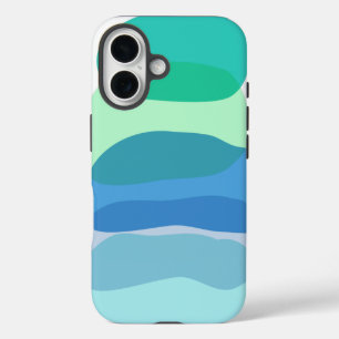 Pretty Abstract Geometric Shapes in Blue and Green iPhone 16 Case