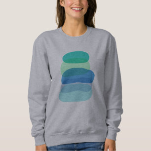 Pretty Abstract Geometric Shapes in Blue and Green Sweatshirt