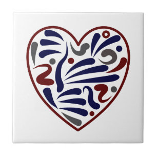 Pretty abstract heart pattern ceramic tile
