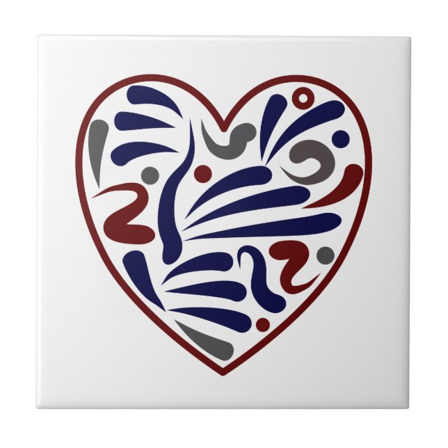 Pretty abstract heart pattern ceramic tile (Front)