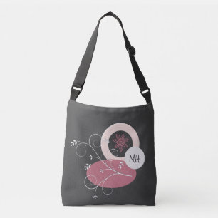 Pretty Abstract Leaves Grey/ Pink Tote Bag