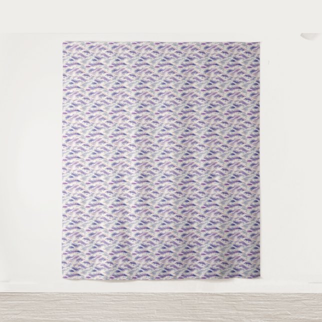Pretty Abstract Modern Floral Feather Pattern Tapestry (Front)