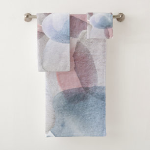 Pretty Abstract Pastel Watercolor Shapes  Shower C Bath Towel Set