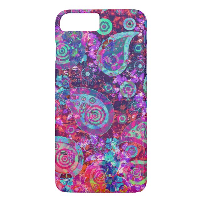 Pretty Abstract Pink and Aqua Paisley Case-Mate iPhone Case (Back)