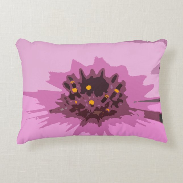 Pretty Abstract Pink Daisy Flower Decorative Cushion (Front)