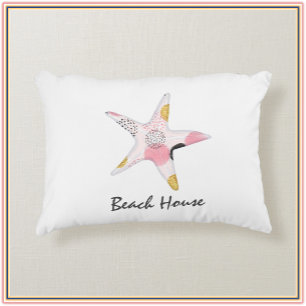 Pretty Abstract Starfish Beach House Decorative Cushion