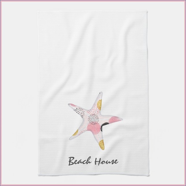 Pretty Abstract Starfish Beach House Tea Towel (Creator Uploaded)