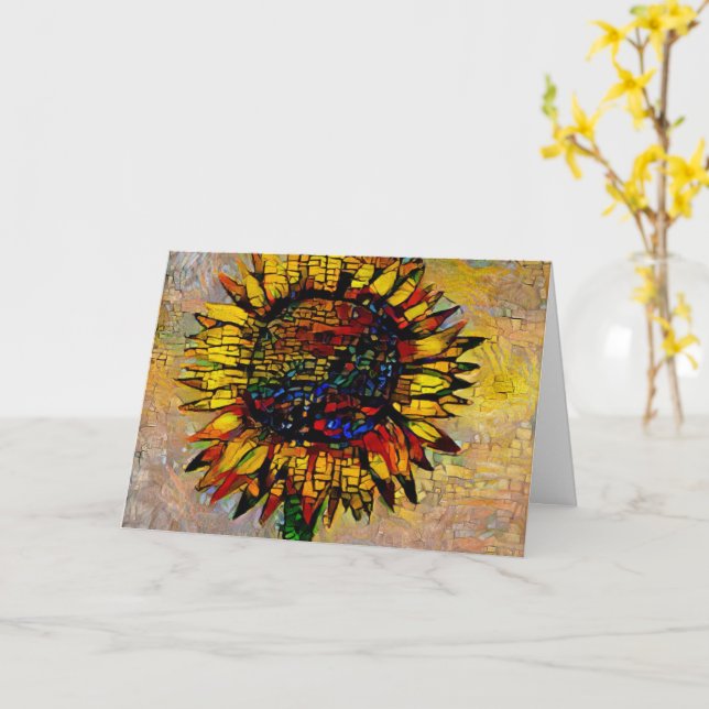 Pretty Abstract Sunflower Painting  Card (Yellow Flower)