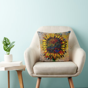 Pretty Abstract Sunflower Painting Cushion