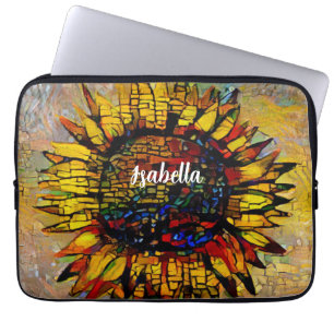 Pretty Abstract Sunflower Painting Laptop Sleeve