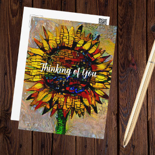 Pretty Abstract Sunflower Painting Postcard