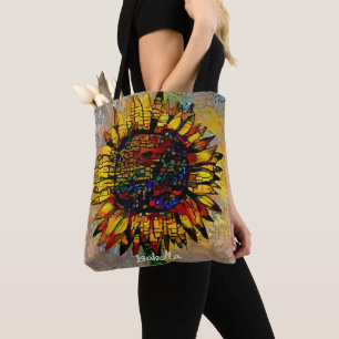 Pretty Abstract Sunflower Painting Tote Bag