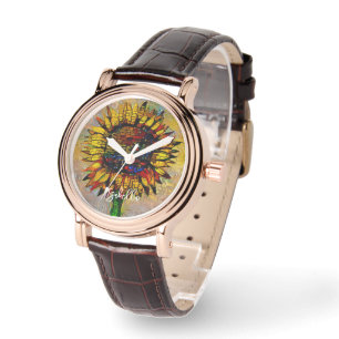 Pretty Abstract Sunflower Painting Watch