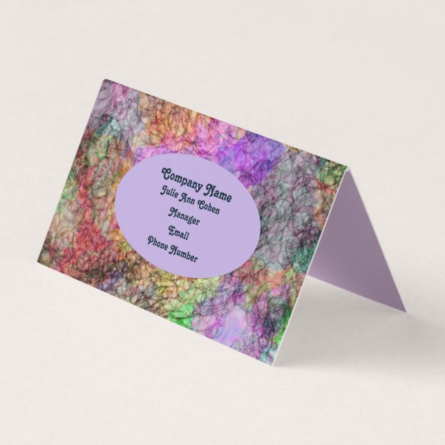 Pretty Abstract Swirls of Purple Green Yellow Pink Business Card (Front)
