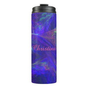 Pretty Abstract Vibrant Swirls of Pink Green Blue Thermal Tumbler