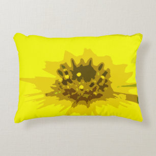 Pretty Abstract Vivid Yellow Daisy Flower Decorative Cushion