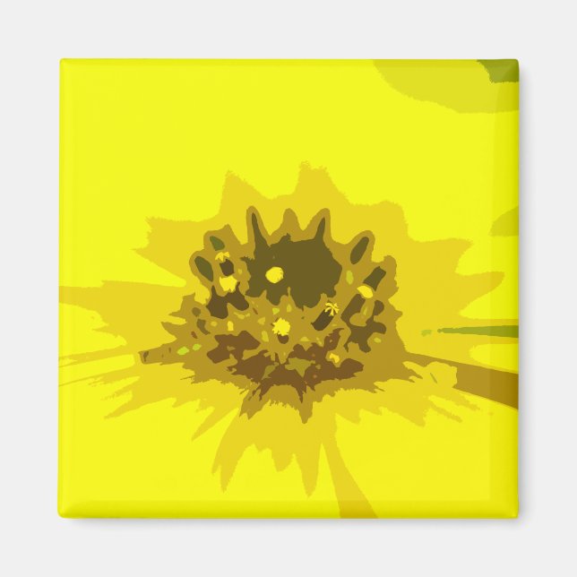 Pretty Abstract Vivid Yellow Daisy Flower  Magnet (Front)