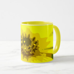 Pretty Abstract Vivid Yellow Daisy Flower Mug