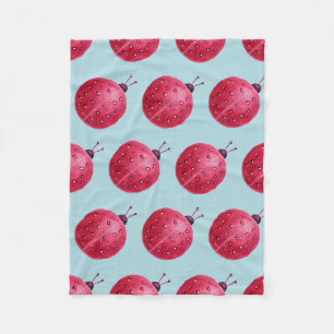 Pretty Abstract Watercolor Ladybug Pattern Fleece Blanket