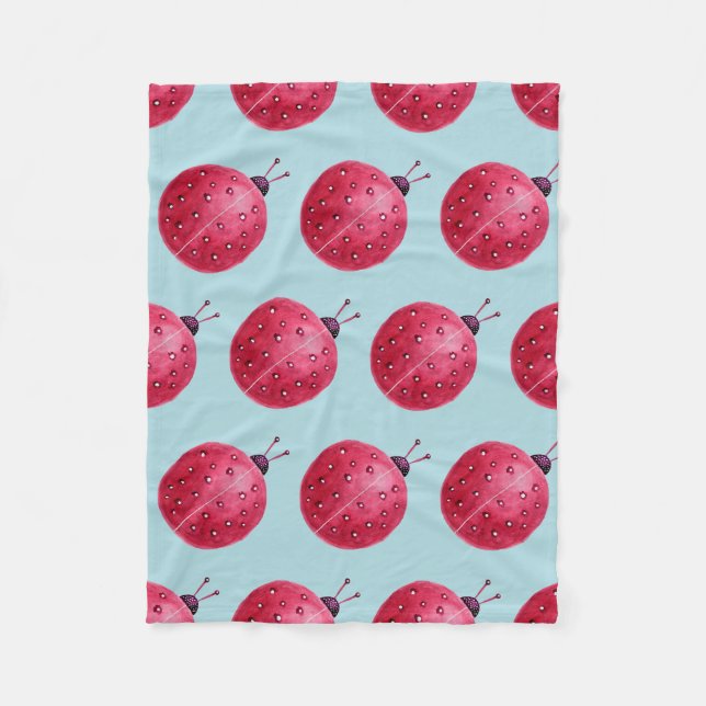 Pretty Abstract Watercolor Ladybug Pattern Fleece Blanket (Front)