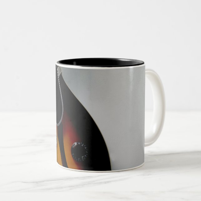 Pretty Acoustic Guitar Two-Tone Coffee Mug (Front Right)