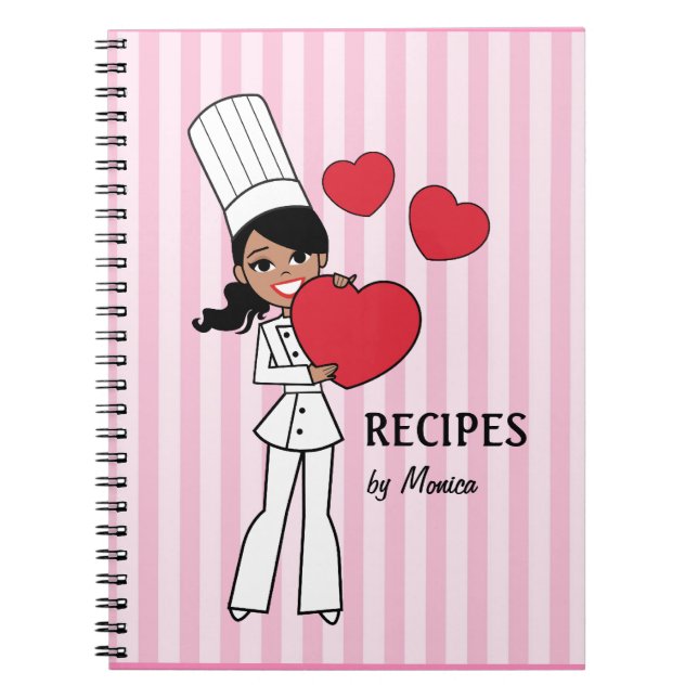Pretty African American Baker Girl Notebook (Front)