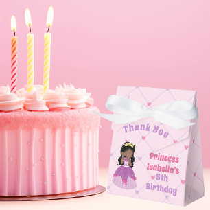 Pretty African American Princess Birthday Party Favour Box