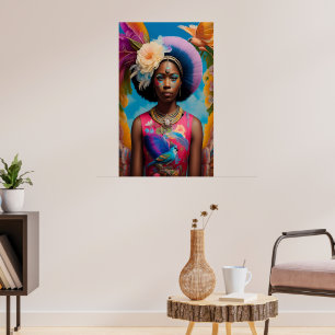 Pretty African princess with afro hair Poster