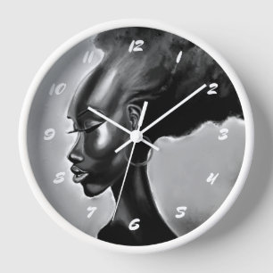 Pretty African Woman Wall Clock - Painting
