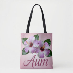 Pretty AI Art Hibiscus Aum Tote Bag