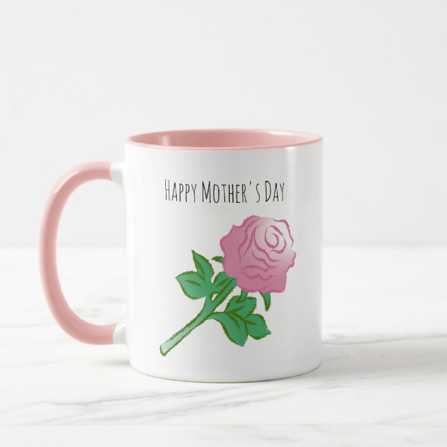 Pretty and Beautiful Pink Rose Mug (Left)