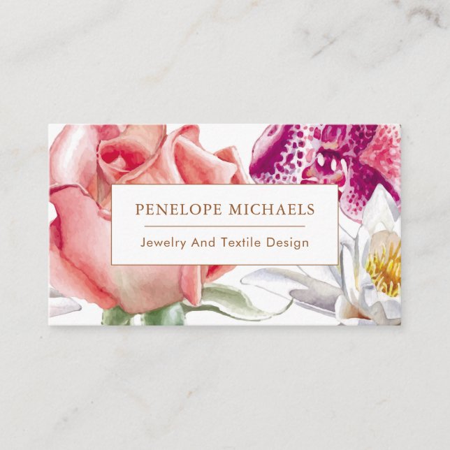 Pretty and Colourful Floral Business Card (Front)