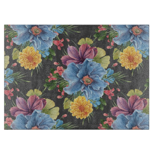 Pretty And  Dark Floral  Cutting Board (Front)