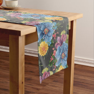 Pretty And Dark Floral Medium Table Runner