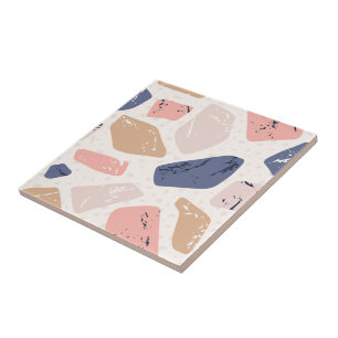 Pretty and elegant blue and pink stone abstract ceramic tile