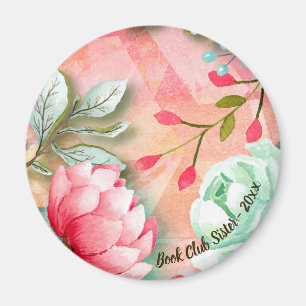 Pretty and Elegant Watercolor Flower Book Club Magnet
