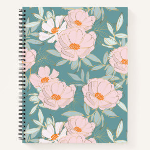 Pretty and lovely botanical pattern blue notebook