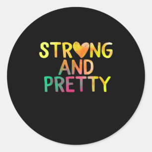 Pretty And Strong Woman Gym Workout Fitness Classic Round Sticker